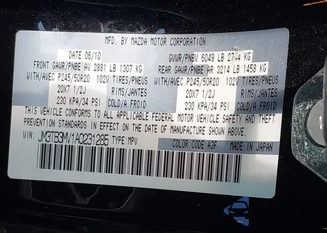 2010 Mazda Cx-9 Grand Touring from USA, damaged, VIN JM3TB3MV1A0231285